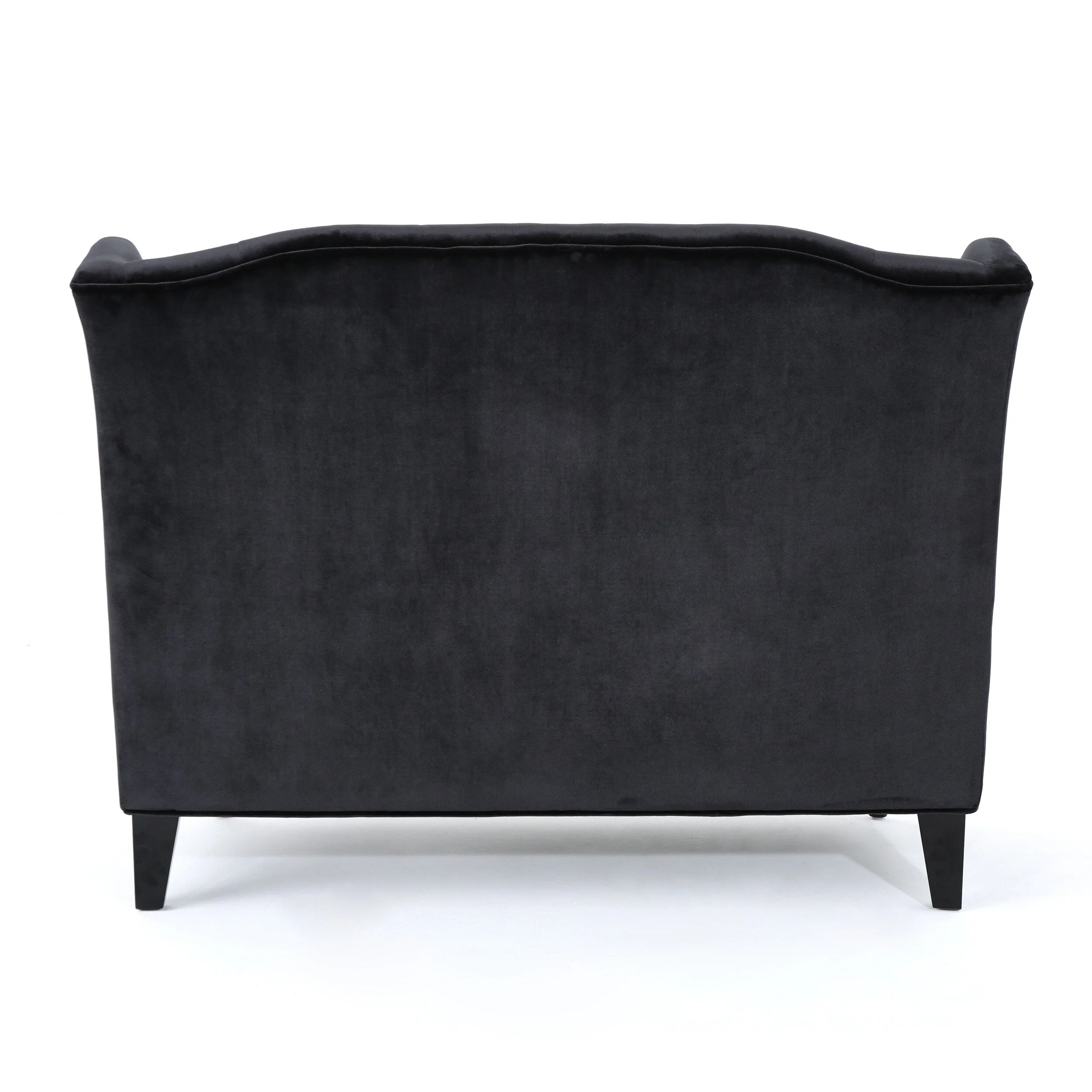 Black Velvet Button Tufted High Wingback Loveseat Sofa