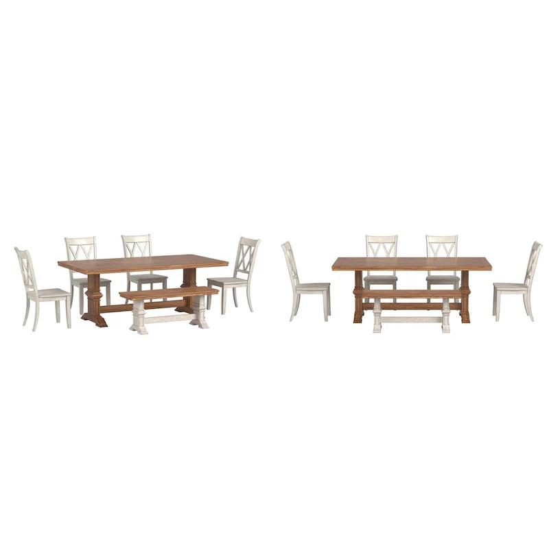 Ronda 78.7 Rectangular Solid Wood Top Dining Set with X-Back Chairs