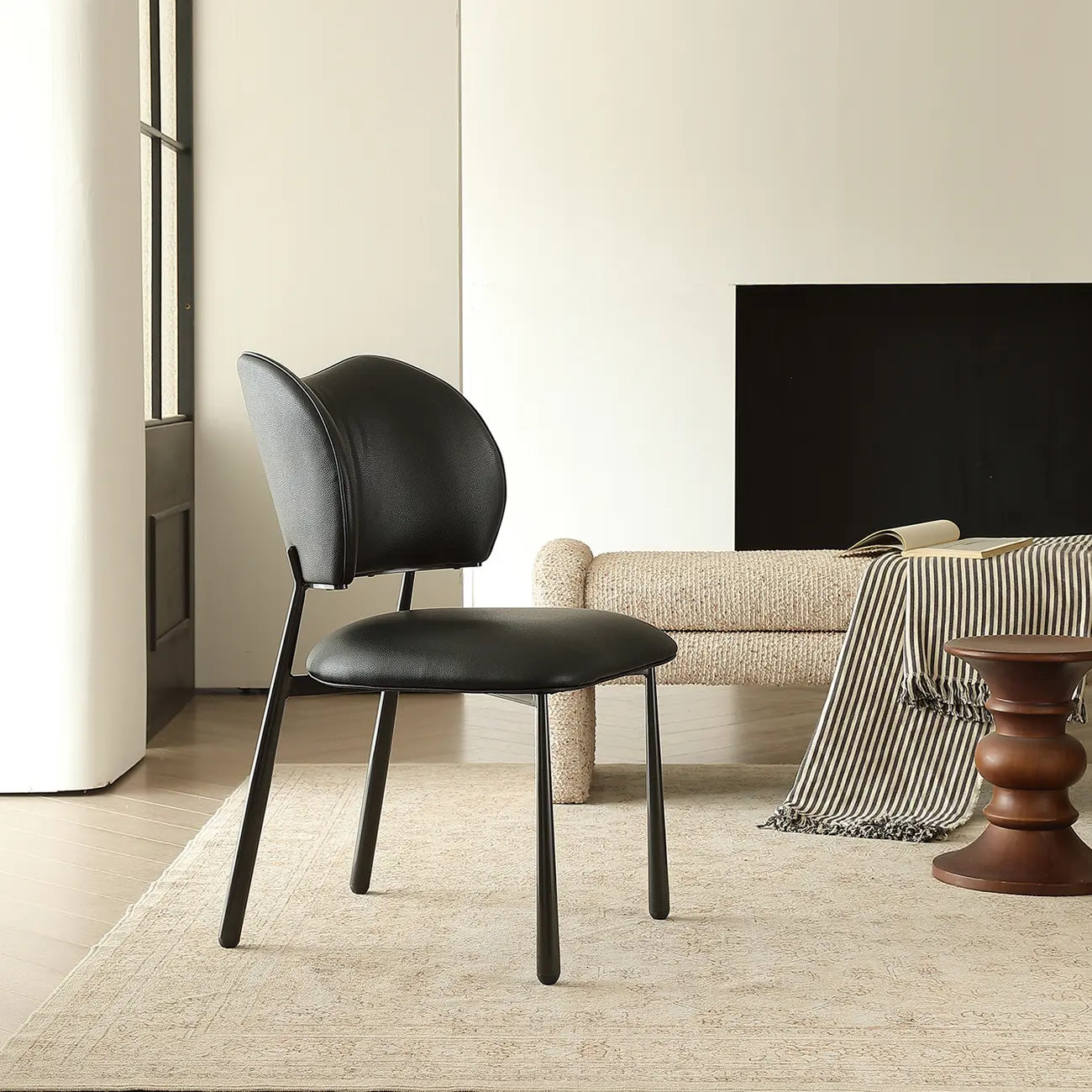 Retro Armless Faux Leather Upholstered Dining Chair