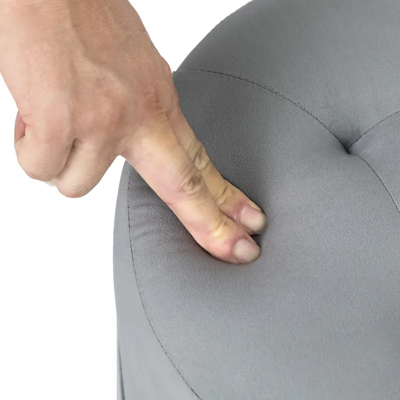 Adeco Velvet Round Tufted Ottoman Foot Rest Vanity Stool