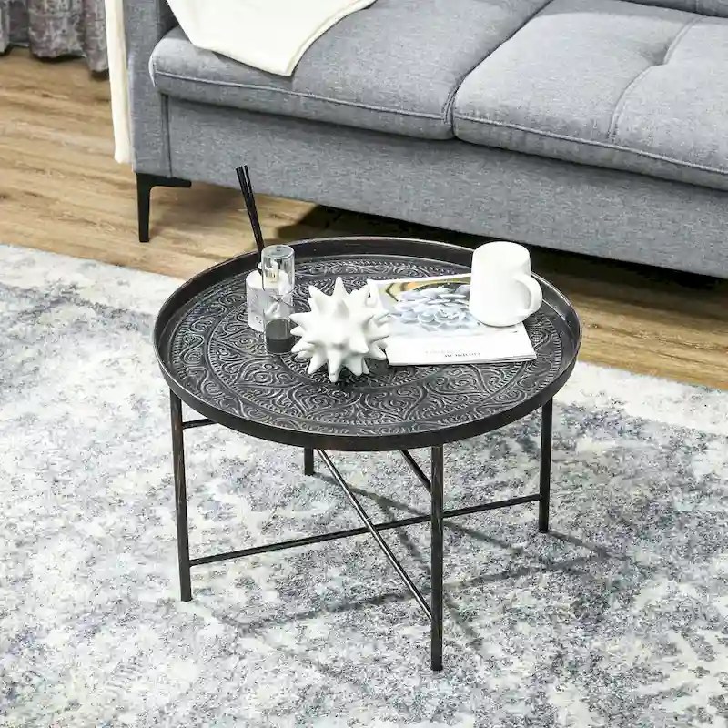 Black Round Coffee Table 24