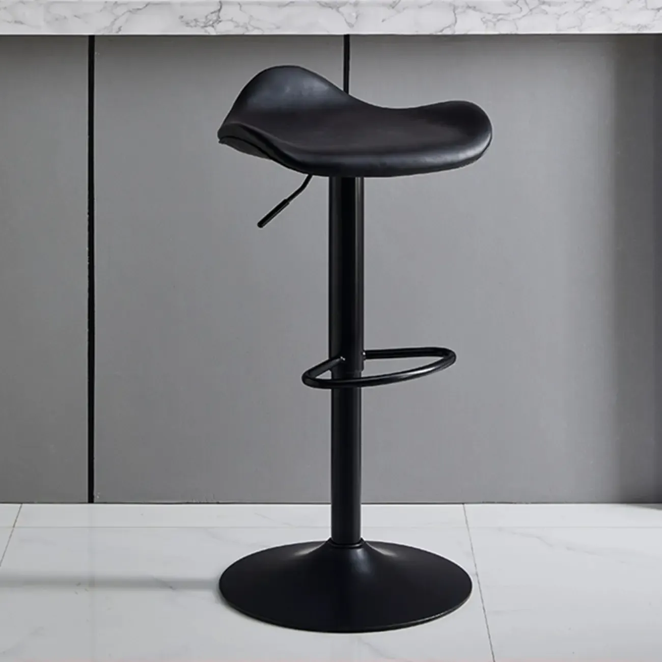 Saddle Black Pedestal Swivel Adjustable Bar Stool