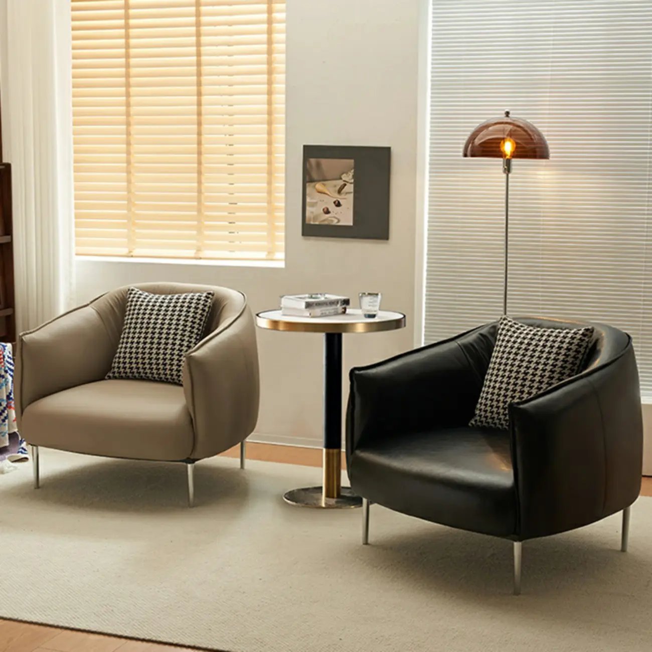 Modern Black Leather Lounge Chair Living Room