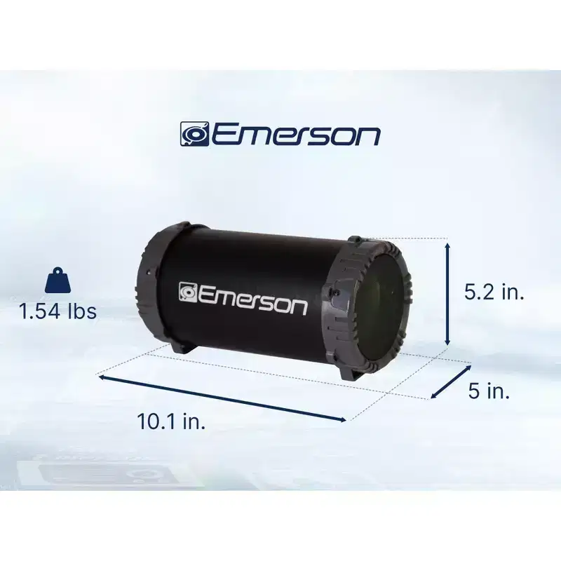 Emerson EAS-3001 Portable Bluetooth Speaker with LED Lighting & Carrying Strap, Red