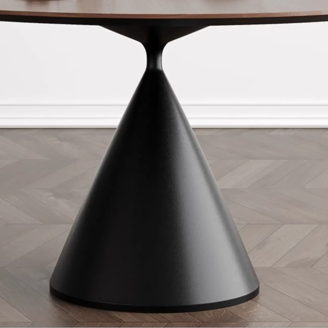 Modern Black Wood Pedestal Round Dining Table