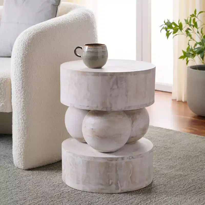 Xavier Round Accent Table - ACC3262 - White Washed - Safavieh