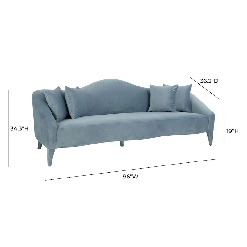 Naya Velvet Sofa - 96W x 36.2D x 34.3H - 96W x 36.2D x 34.3H