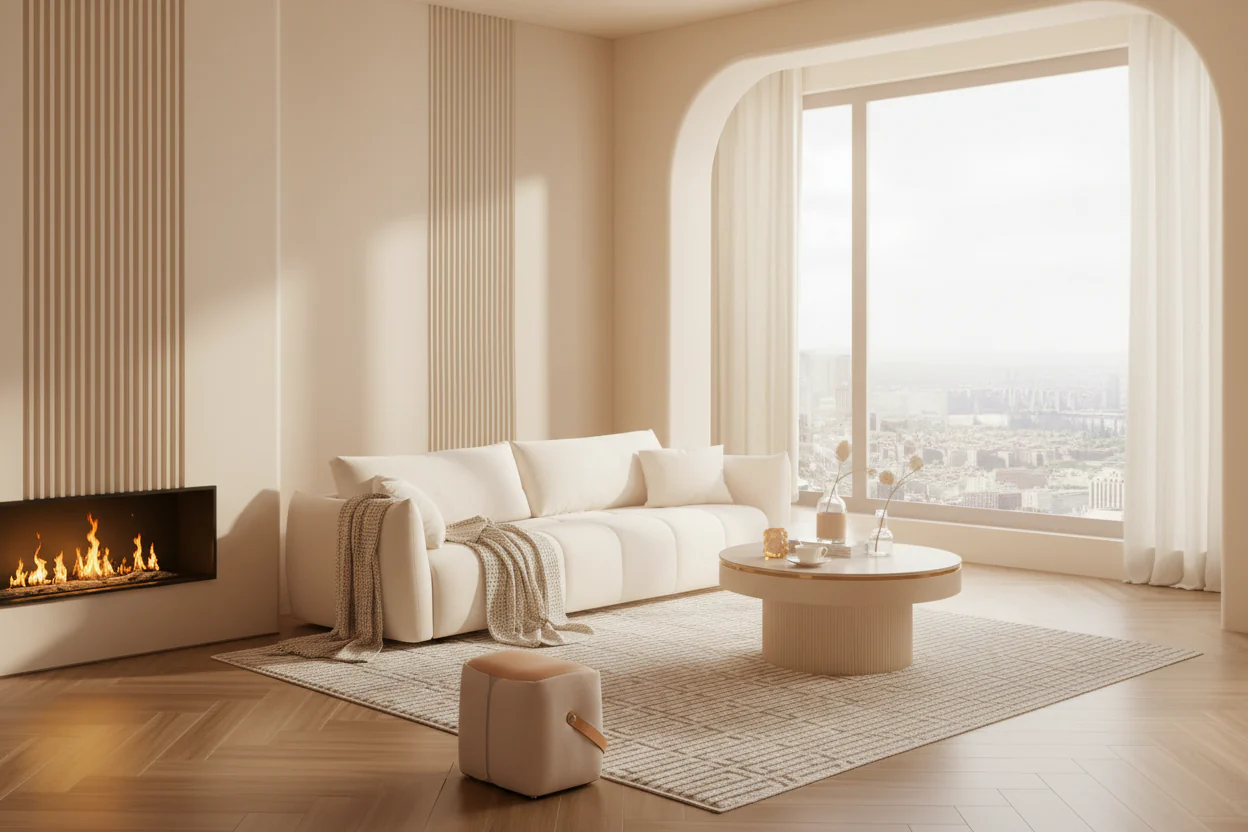3 Seater Upholstered Fabric Sofa for Living Room
