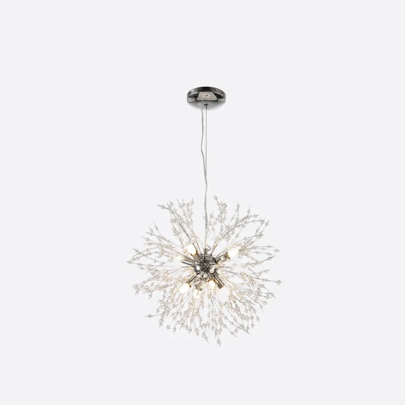 Modern Crystal Globe Chandelier with Starburst Design