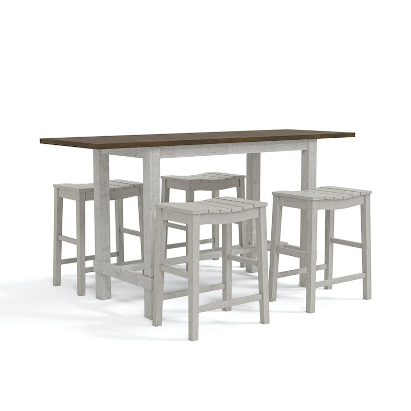 Farmhouse Wood 5-Piece Counter Height Dining Table and Stool Set