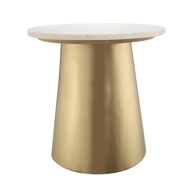 White Marble Side Table with Gold Base - Round 20