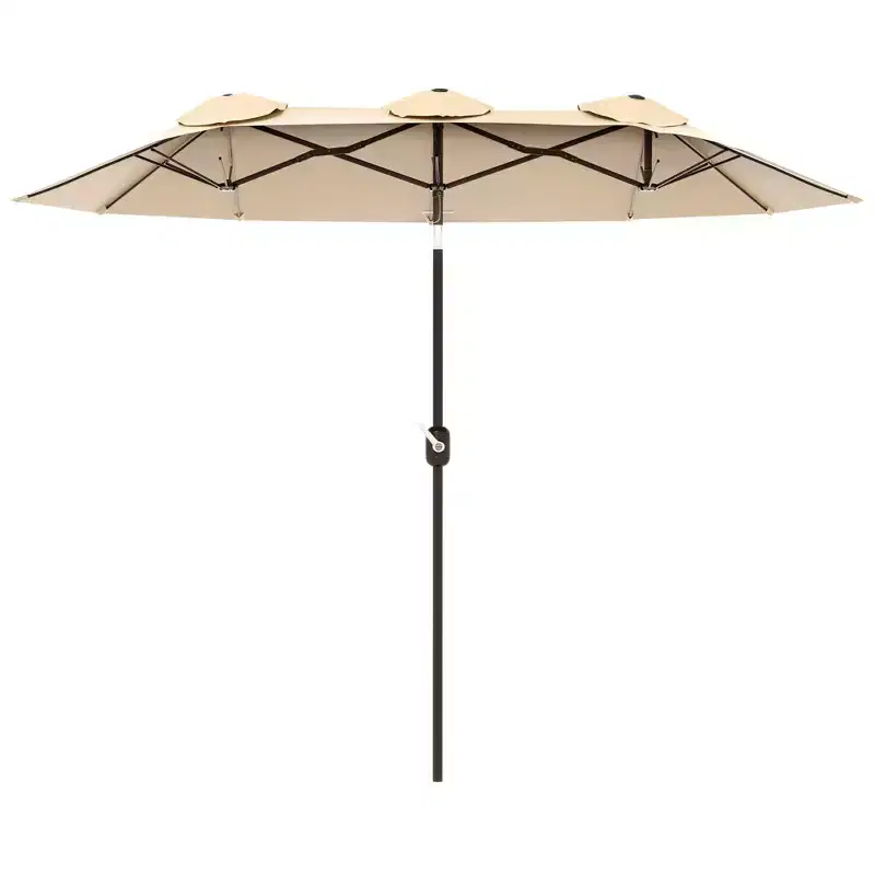 Outsunny 9.5' Double-sided Patio Umbrella with 3 Air Vents, Tilt and Crank, Outdoor Umbrella