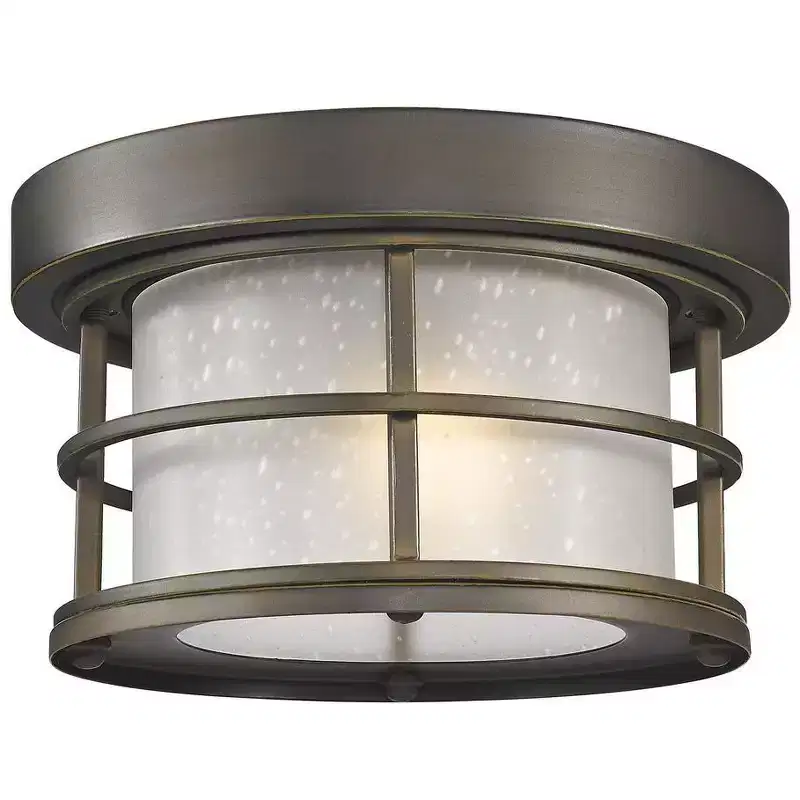 Classic Craftsman Style Black Aluminum Outdoor Flush Mount Light - Dimmable, 1 Bulb, 100W