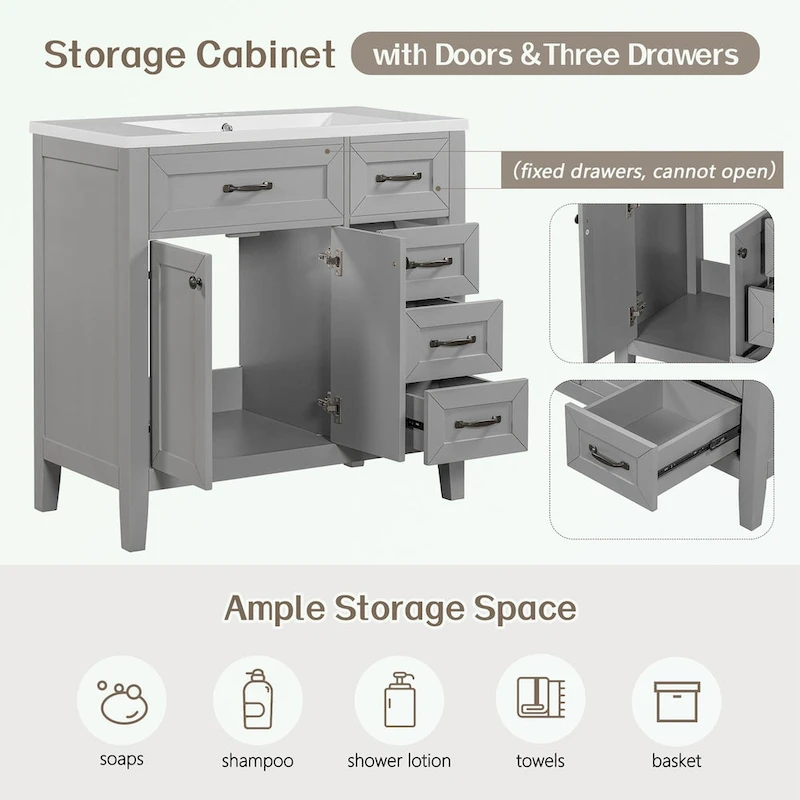 Bathroom Cabinet with Drawers and Sink Combo