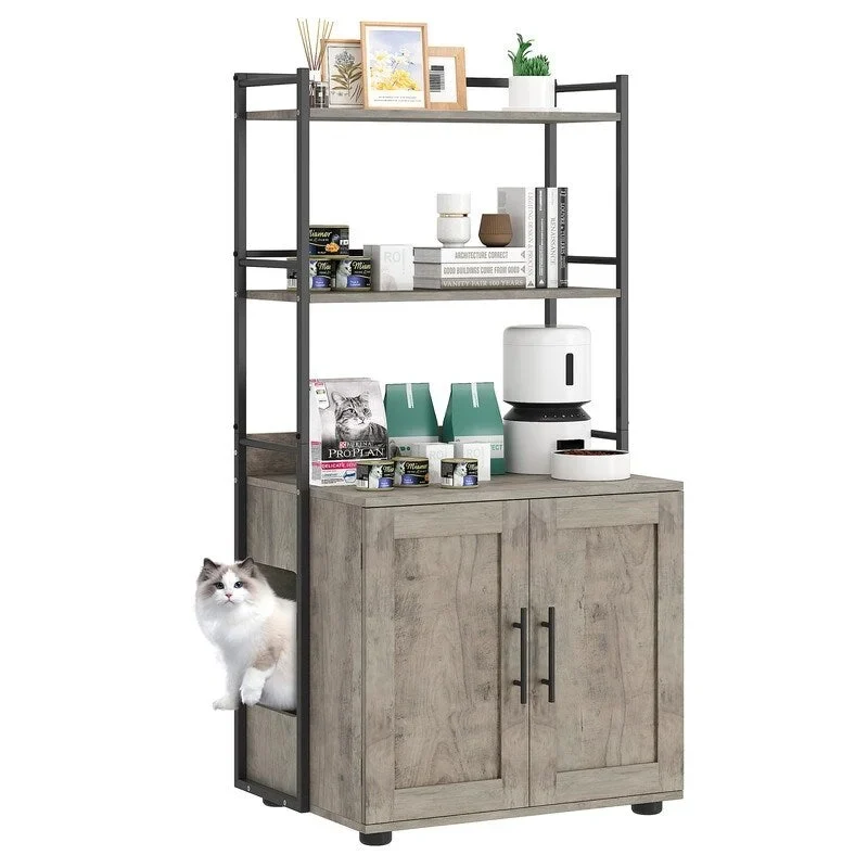 Cat Litter Box Enclosure with Shelf Storage