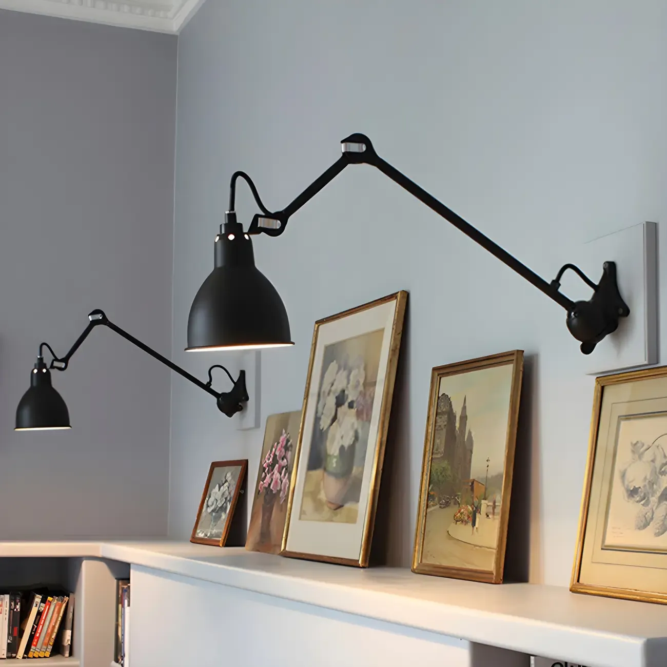 Industrial Metal Black Adjustable Swing Arm Wall Light