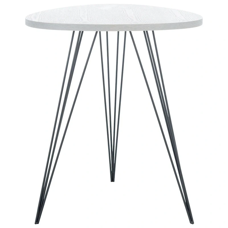 White and Black Lacquer Side Table with Hairpin Legs - 20W x 20D x 24H