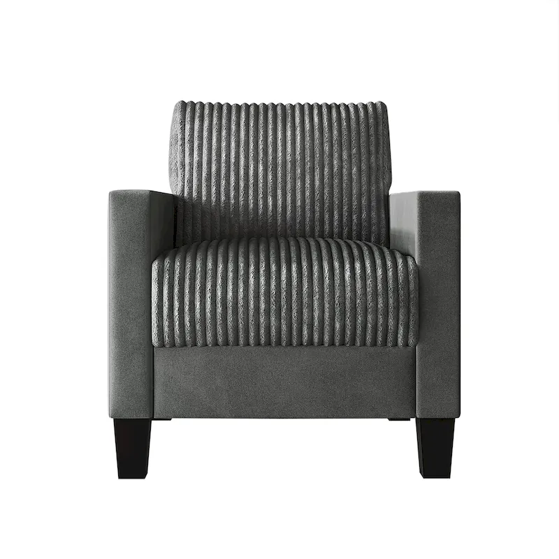Velvet Accent Chair Mid-Century Modern Pleated Design High-Density Foam Square Arms