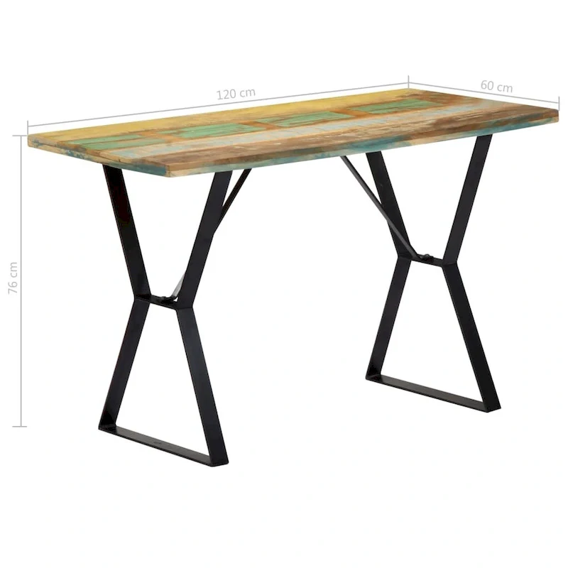 vidaXL Dining Table 47.2x23.6x29.9 Solid Reclaimed Wood - 47.2 x 23.6 x 29.9