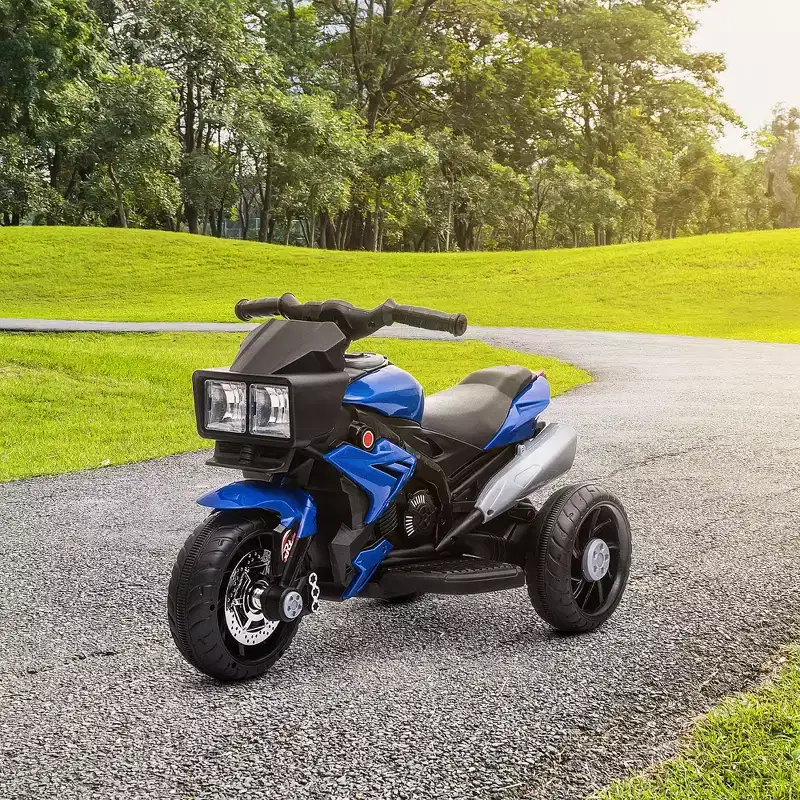 Aosom 6V Kids Motorcycle Dirt Bike Electric Battery-Powered Ride-On Toy Off-road Street Bike w/ Music Horn Headlights Motorbike for Girls Boy Blue
