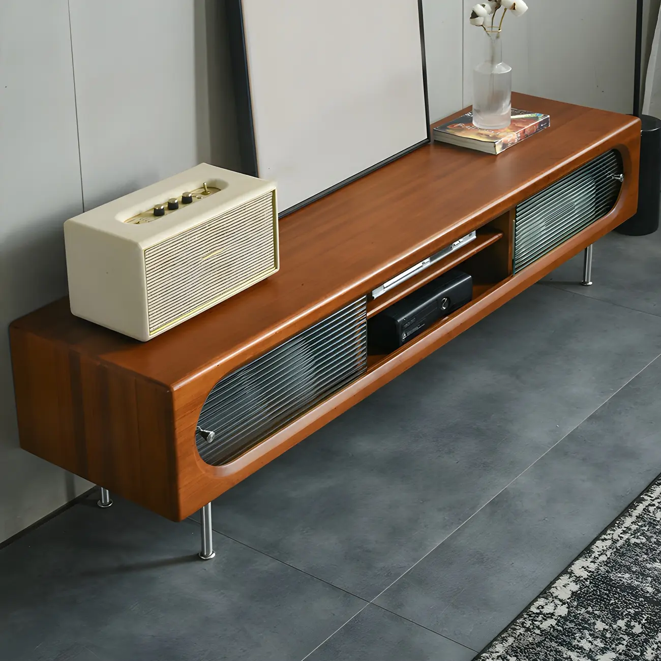 Contemporary Wood TV Stand Entertainment Center
