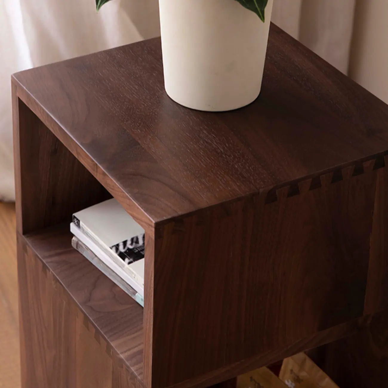 Timeless Rectangular Wooden 360° Rotating Side Table