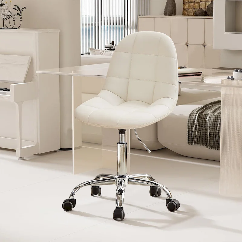 Javlergo Armless Home Office Chair, Height Adjustable Computer Desk Chair with Wheels