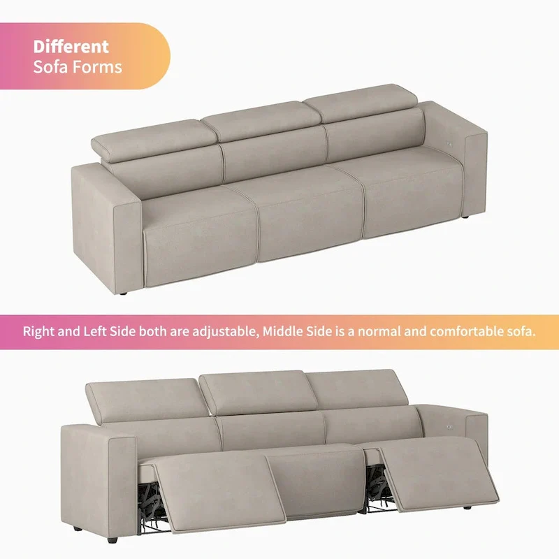 Mixoy Power Reclining Sofa, Faux Leather Electic Sofa Recliner,Theater Seating Furniture with USB Charging Station