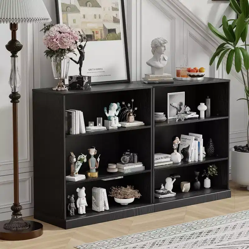 36*31*16 Wood Accent Sideboard Cabinet in Black, Storage Organizer with Adjustable Shelves for Kitchen Bedroom Living Room Dinning Room
