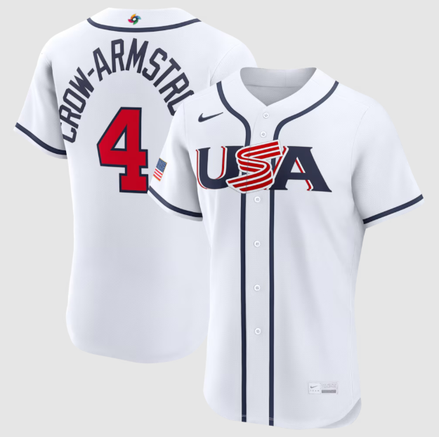 USA Baseball Pete Crow-Armstrong White 2026 World Baseball Classic Home Authentic Jersey