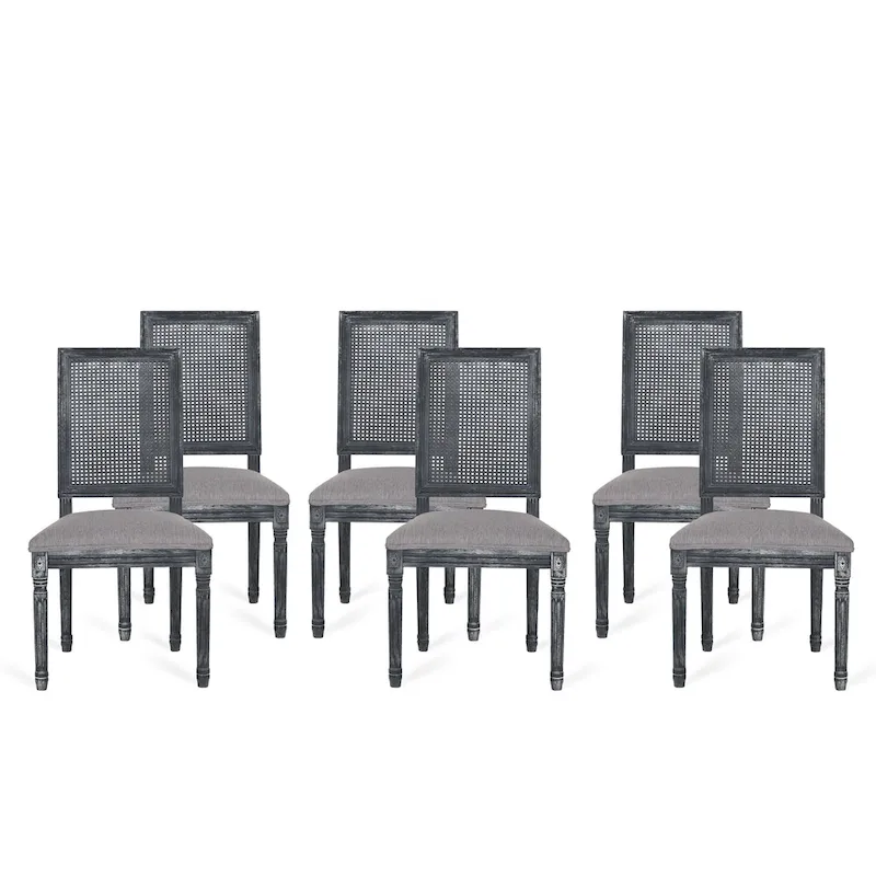 Regina French Country Wood and Cane Upholstered Dining Chair (Set of 6)
