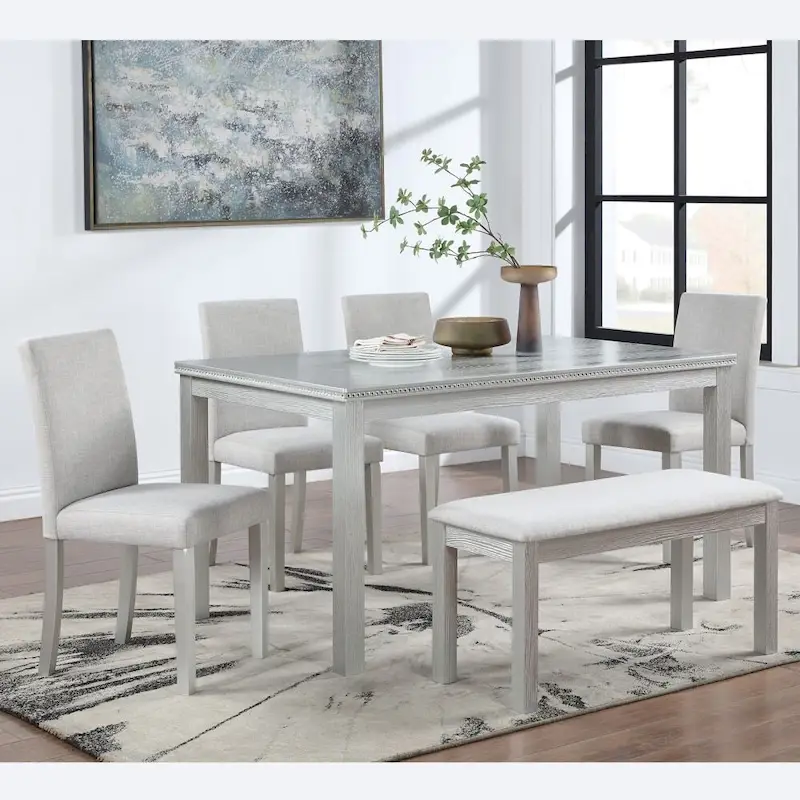 Solid Wood Dining Table with Chairs and Bench