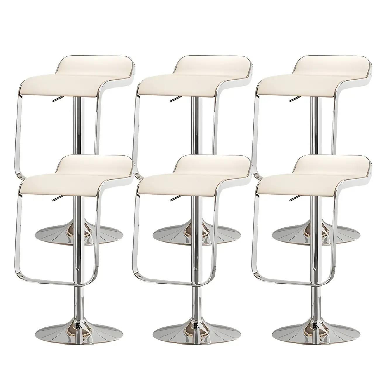 Leather Low Back Metal Adjustable Swivel Bar Stools