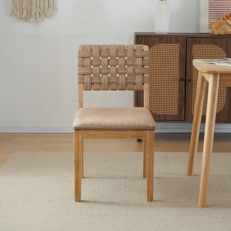 Mid Century Modern Wooden Dining Chairs Set of 2