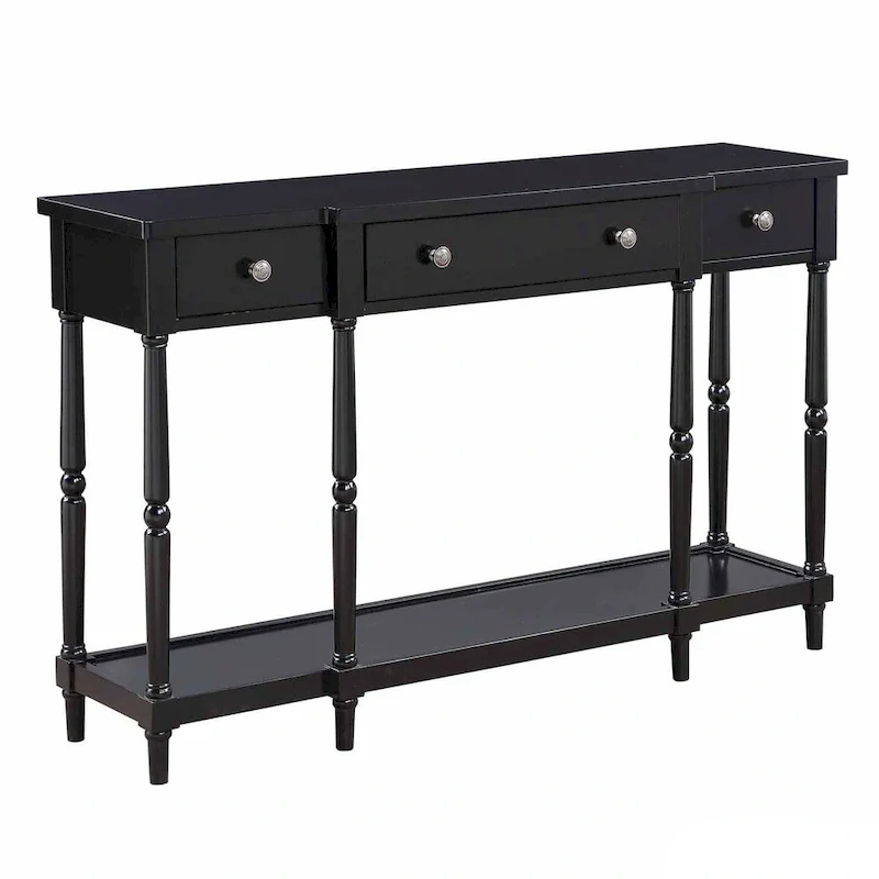 3-Drawer Console Table with Shelf - Rubberwood
