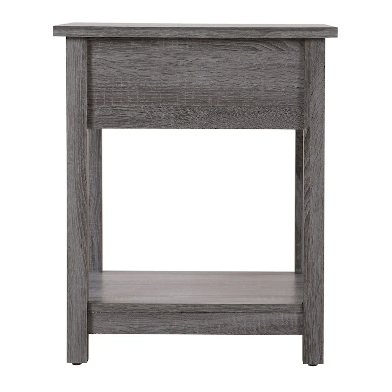 Wooden Nightstand with Drawer and Shelf