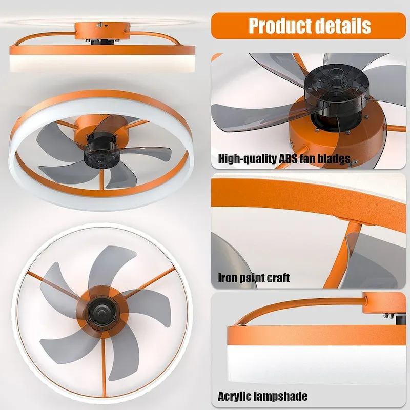 Modern Dimmable LED Recessed Mount Ceiling Fan Light with Remote Control