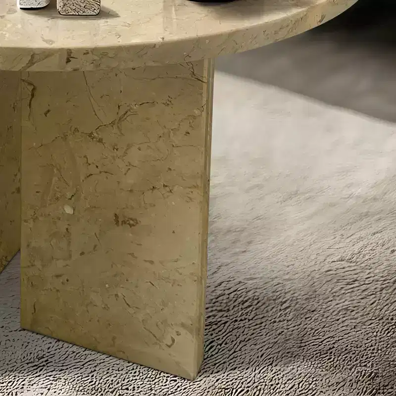 Christopher Knight Home Moira Unique Veining Natural Marble Round Coffee Table with Solid Slab Base