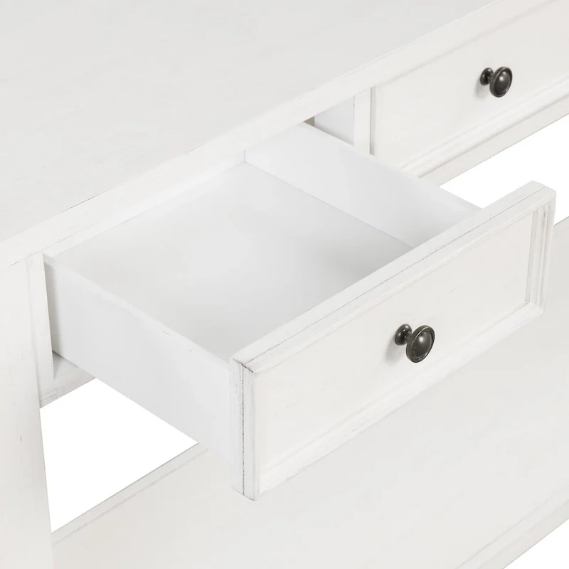 63 Pine Wood Console Table with 4 Drawers and 1 Bottom Shelf