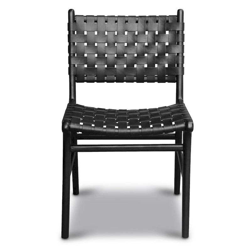 Poly and Bark Banda Teak & Leather Dining Chair - Solid Teak Wood Frame