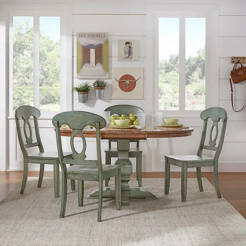Two-Tone Oval Solid Wood Dining Table