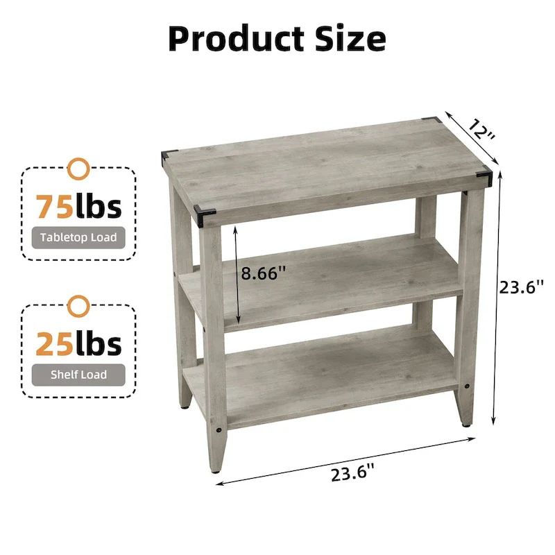 Farmhouse 3-Tier Rustic End Table