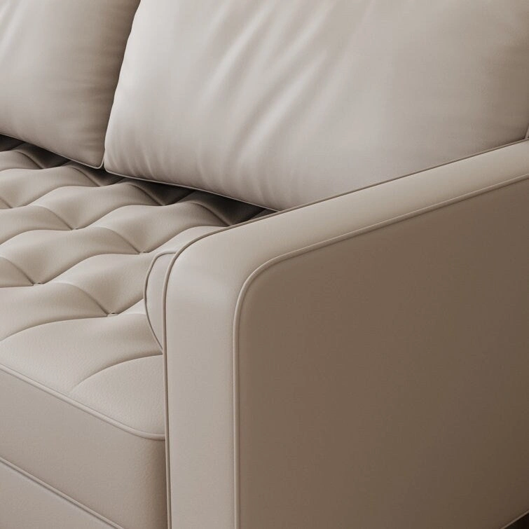 Stateside Mid-Century Square Arm Leather Covered Loveseat Sofa 59