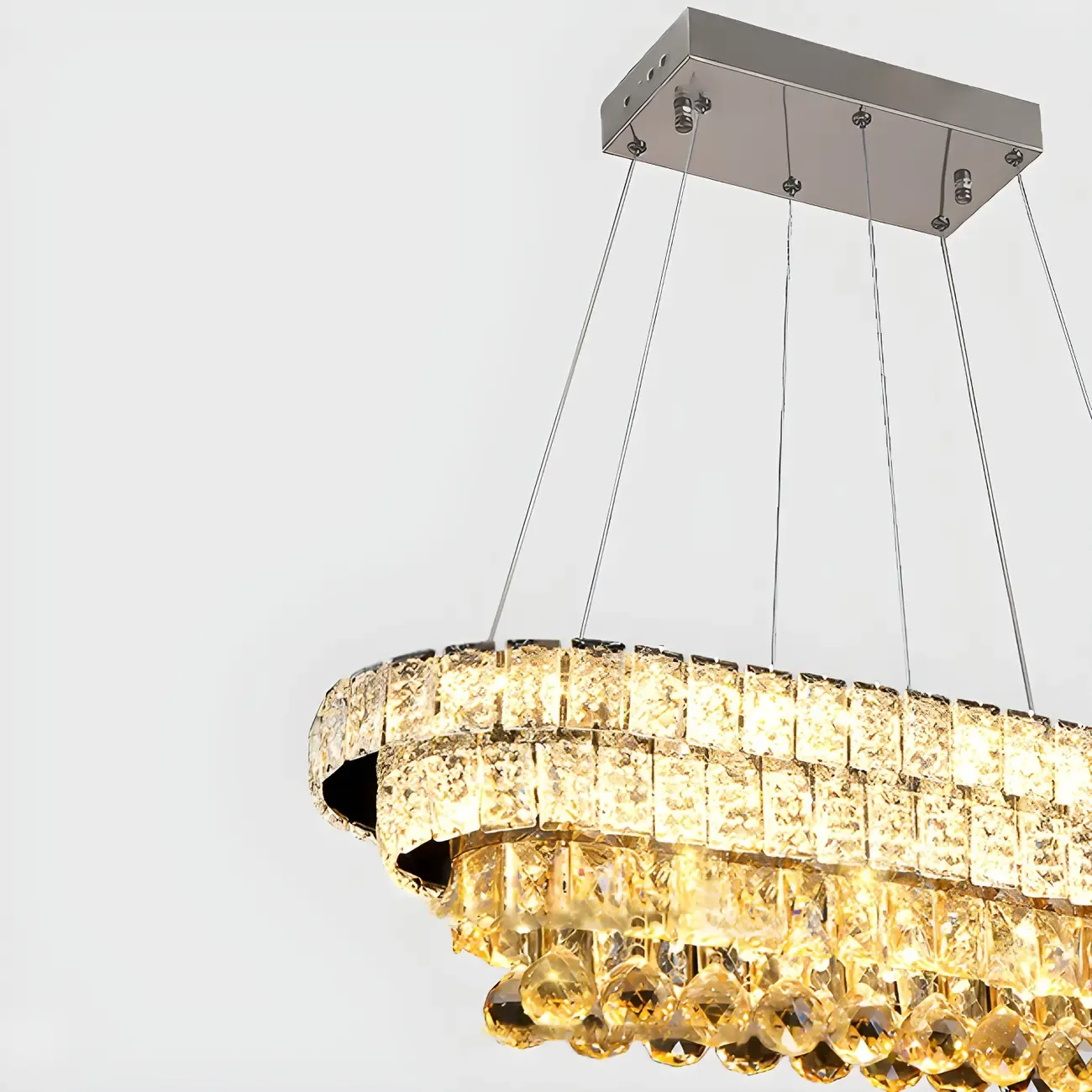 Elegant Gold/Silver Crystal Kitchen Island Pendant Light