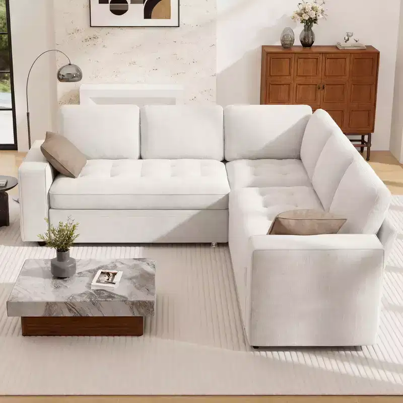 Dyonery 5-seater pull-out sofa, modular sofa, High-quality chenille, with hidden storage space