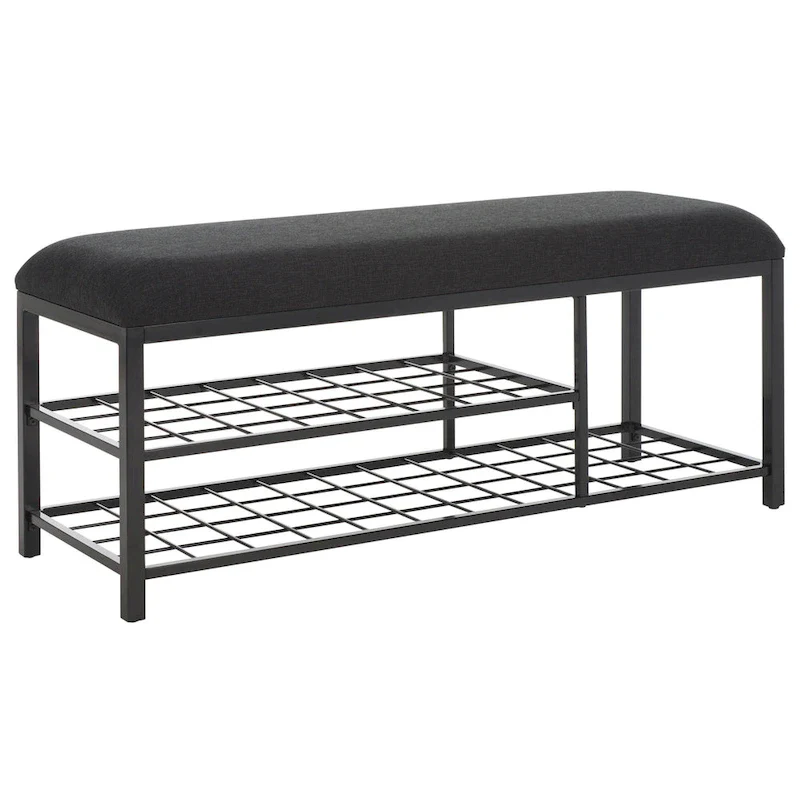 SAFAVIEH Yael Open Shelf Bench with Cushion - 42 W x 15 D x 18 H - 42Wx15Dx18H