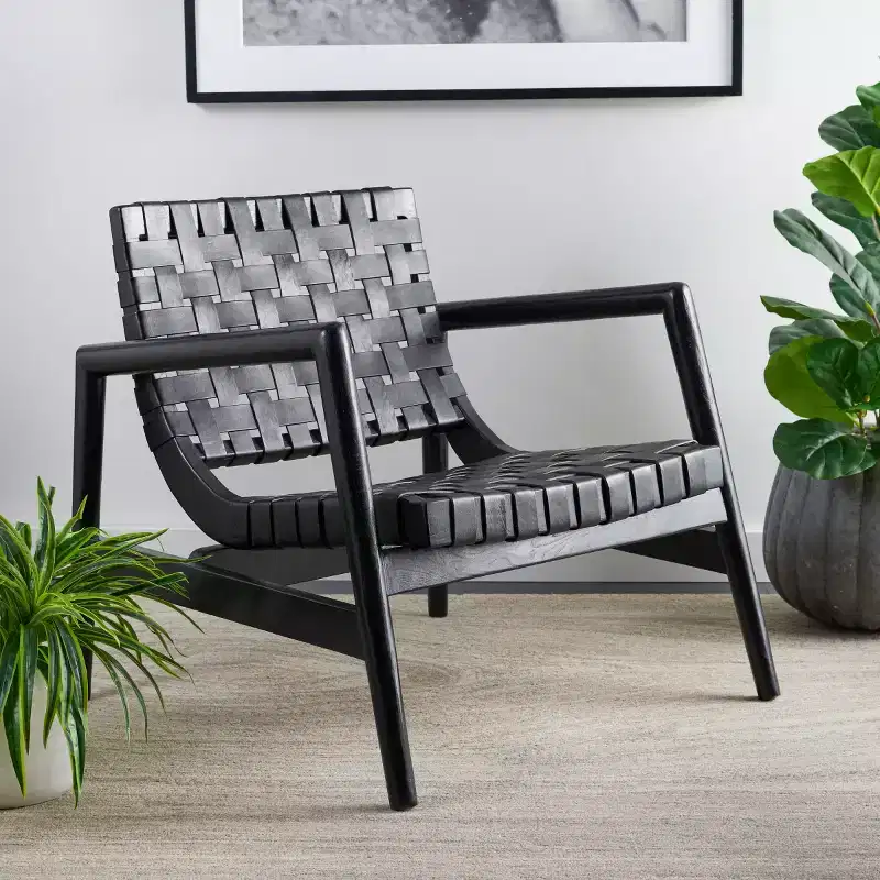 Bellona Leather Woven Accent Chair - ACH1004 - Safavieh