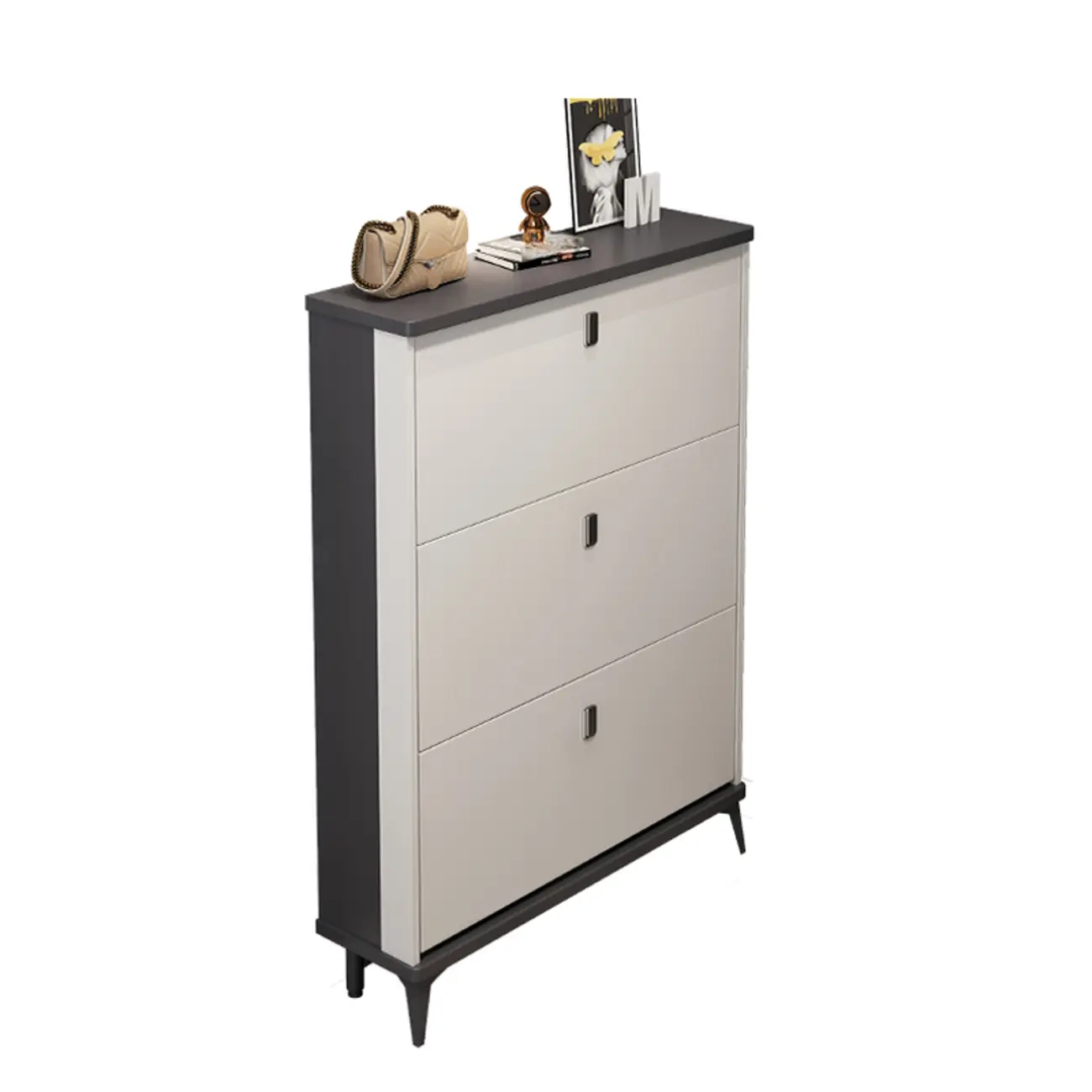 Modern Wood Shoe Cabinet with Adjustable Shelves, Entryway