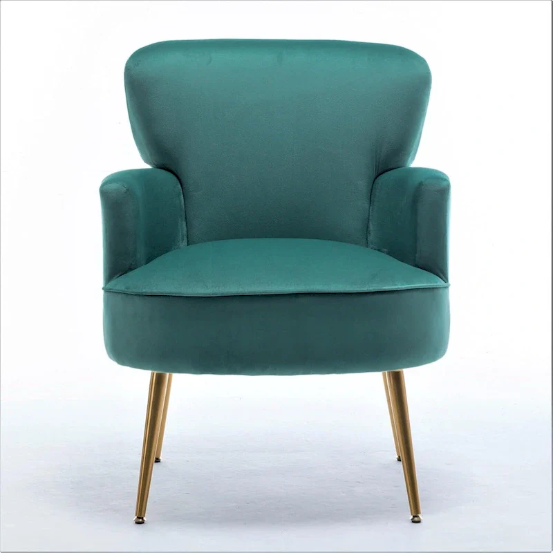 Velvet Accent Chair with Gold Metal Legs