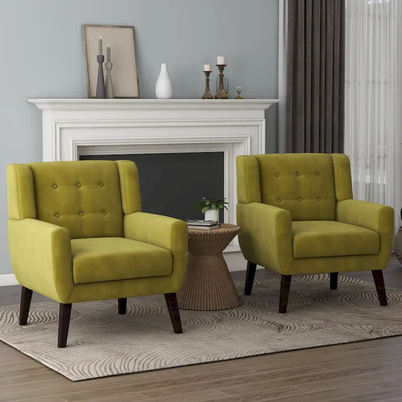Velvet Upholstered Armchair Tufted Accent Chairs Set of 2
